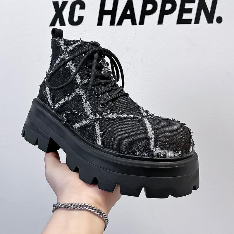 

Ботинки Мартина мужские ретро нишевые деструктивный ветер дерби мужские 2024 новые трендовые универсальные короткие ботинки 77067-A 38 чёрный