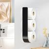 3-in-1 Wall-Mounted Toilet Paper Holder with Towel Rack & Hooks-Black Metal,Space-Saving Design for Bathroom,Kitchen,Living Room