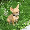 Solar Powered Chihuahua Statue Outdoor Garden Decor with LED Lights Automatic Night Light Dog Figurine for Yard Patio Pathway
