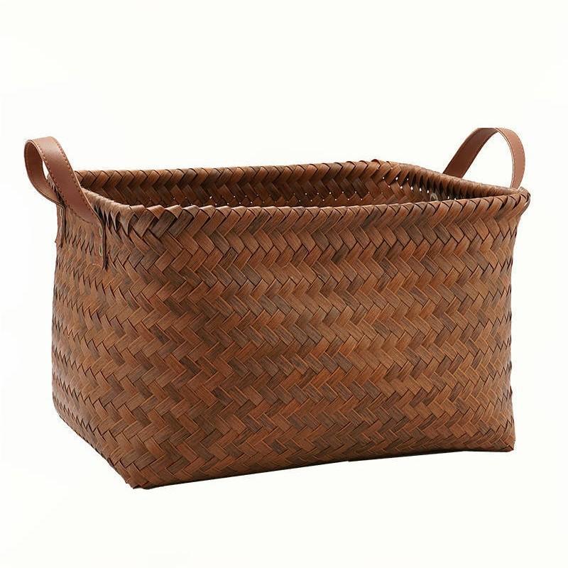 American Retro High-End Imitation Rattan Storage Basket Snack Toy Dirty Laundry Basket Miscellaneous Storage Box Picnic Basket