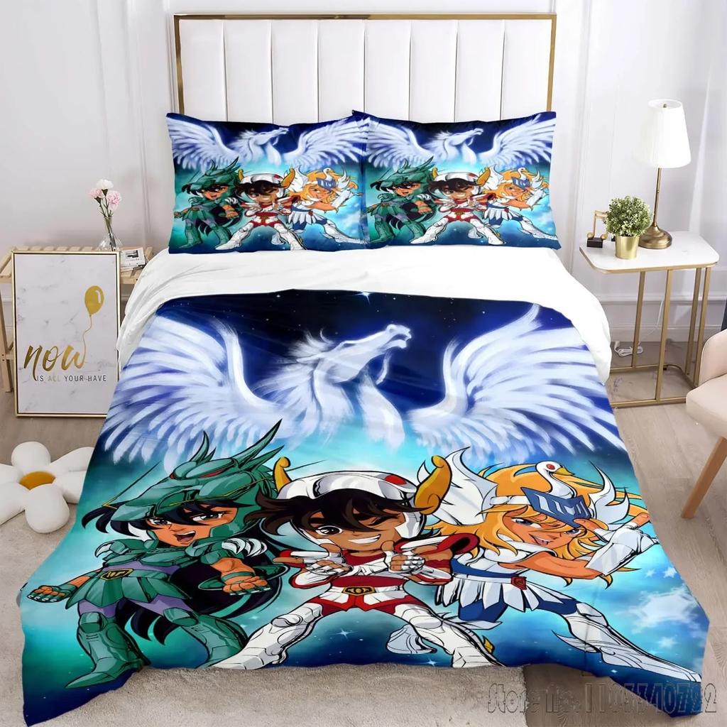 Admire Saint Seiya Pattern Cartoon Duvet Cover Set HD Comforter Cover for Kids Bedding Sets Bedclothes Bedroom Decor