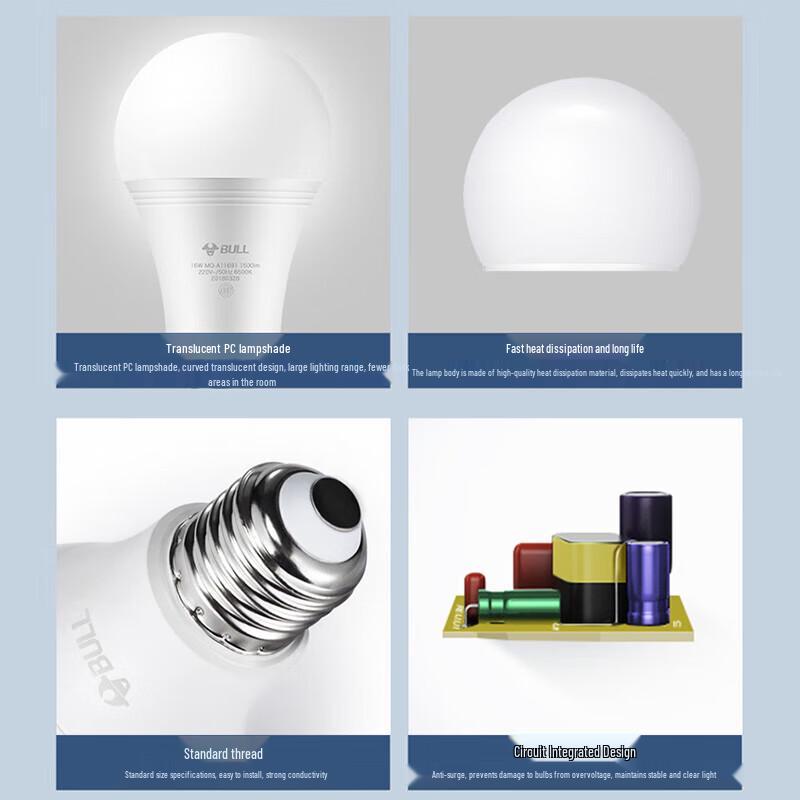 Bull LED E27 Light Bulb 16W Daylight White (2-Pack)