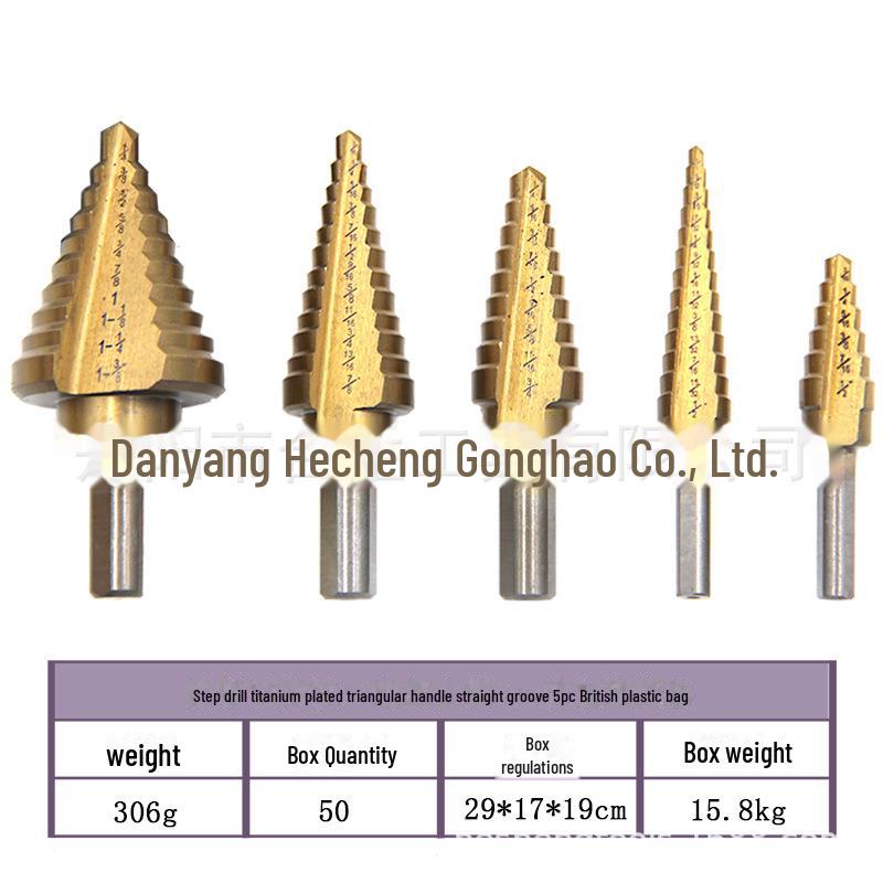 Bestseller Set di punte a gradino per l'apertura di fori su lamiere in acciaio a 5 pezzi UK - Punta a torre triangolare da 1/4"-1-3/8".