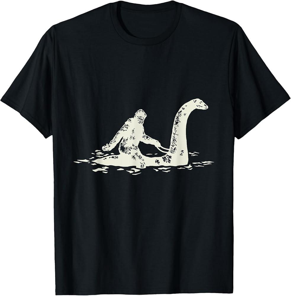 Bigfoot Sasquatch Riding The Loch Ness Monster Funny,Short Sleeve T-Shirt Unisex T-Shirt S