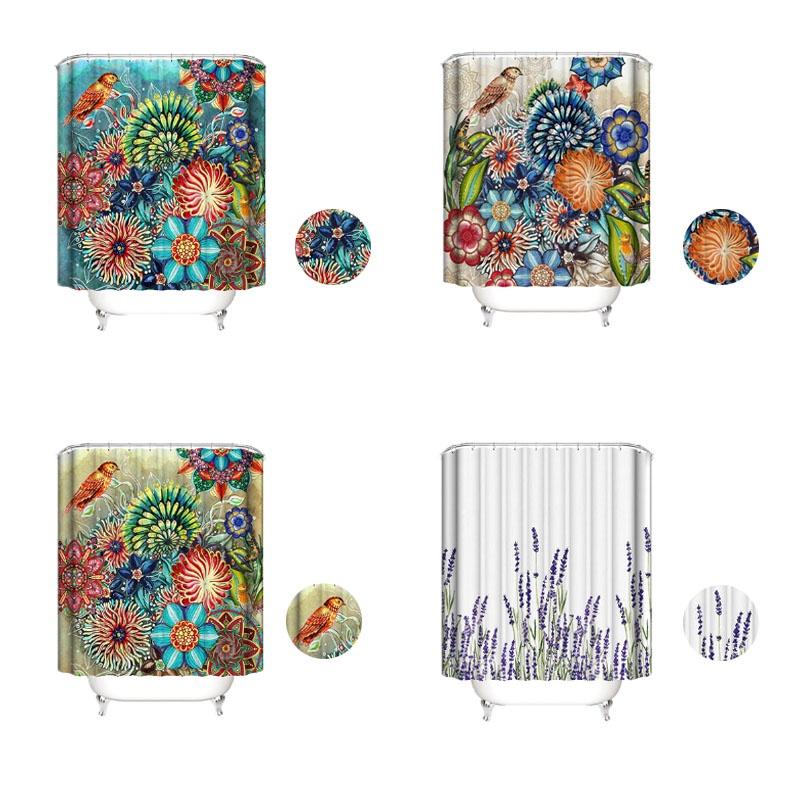 Series Bohemia Flower 3d Digital Printing Polyester Waterproof Shower Curtain