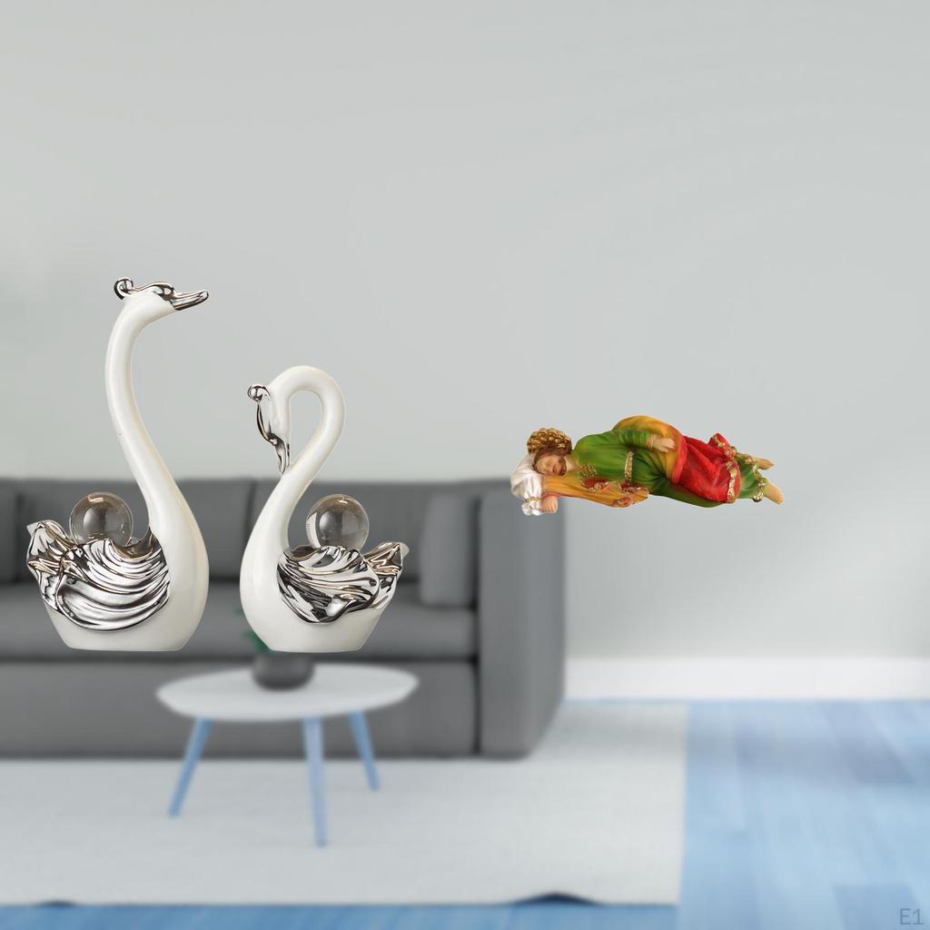 Porcelain Swan And Joseph Sculpture Figurine Collection Elegant Animal Religious Statue Ornament