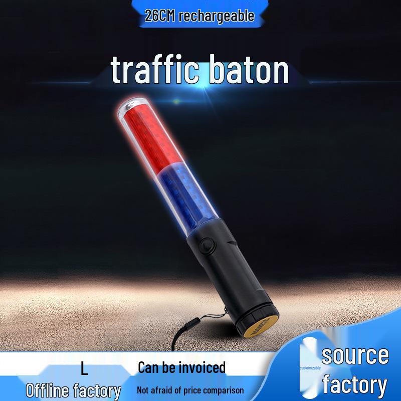 Rechargeable 26CM LED Glow Stick Traffic Baton with Multifunctional Warning Support