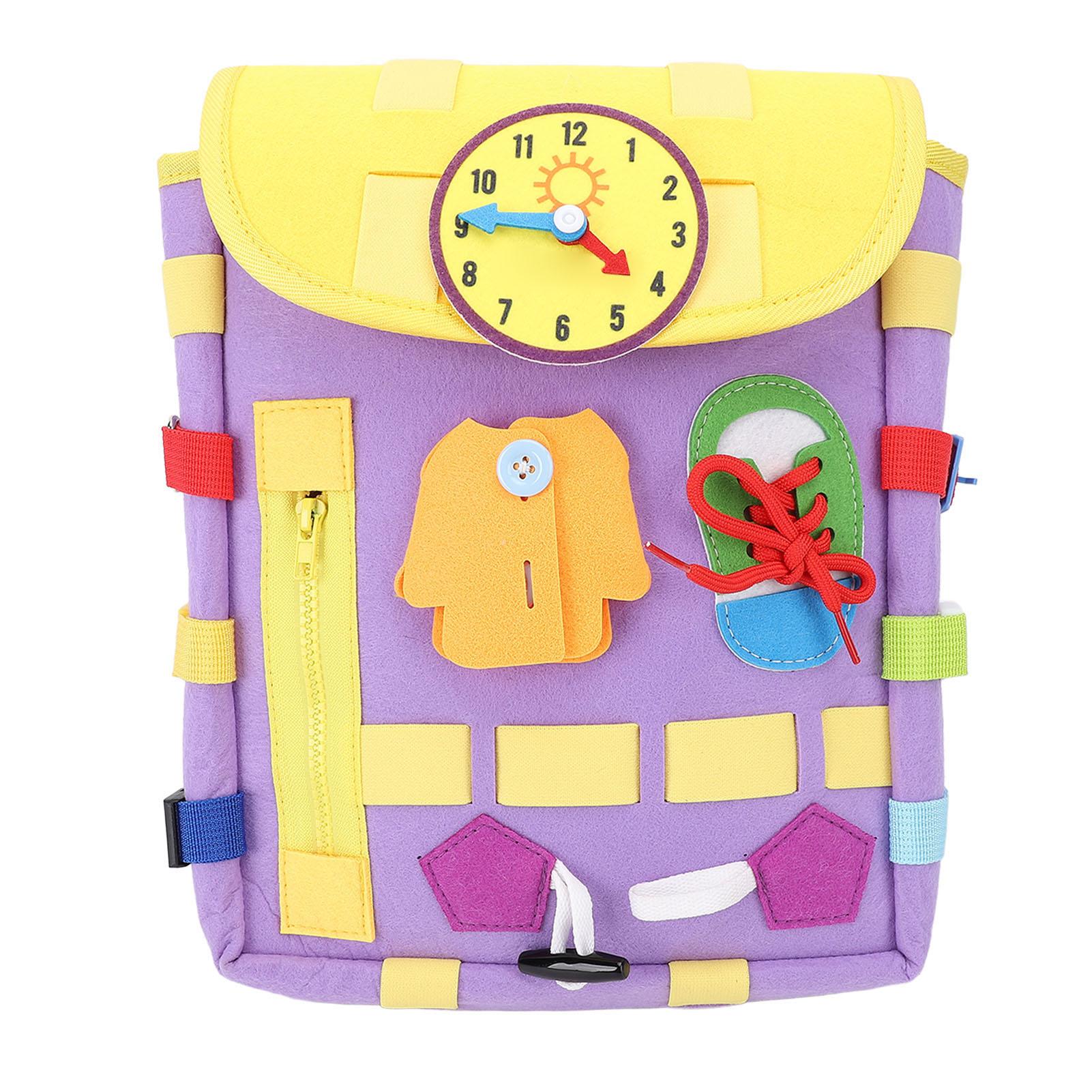 

Toddler Backpack with Learning Activity Buckles Sensory Backpack Shoelace Tying Zipper with Stretch фиолетовый