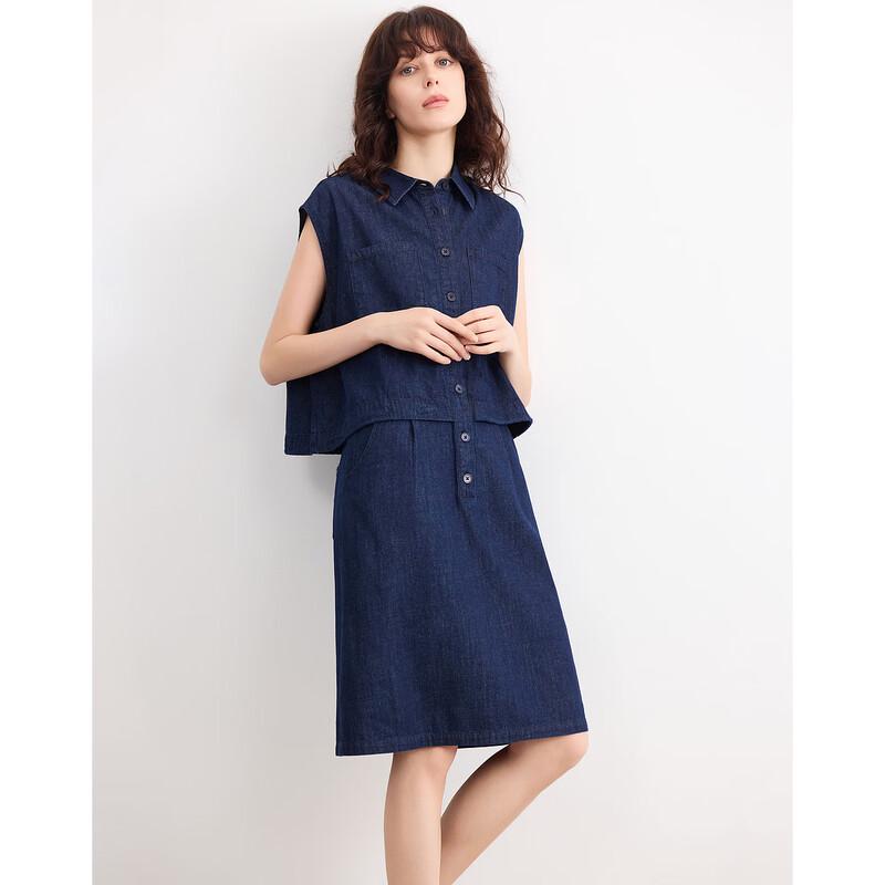 

Women s Retro Faux Two-Piece Sleeveless Denim Dress XL