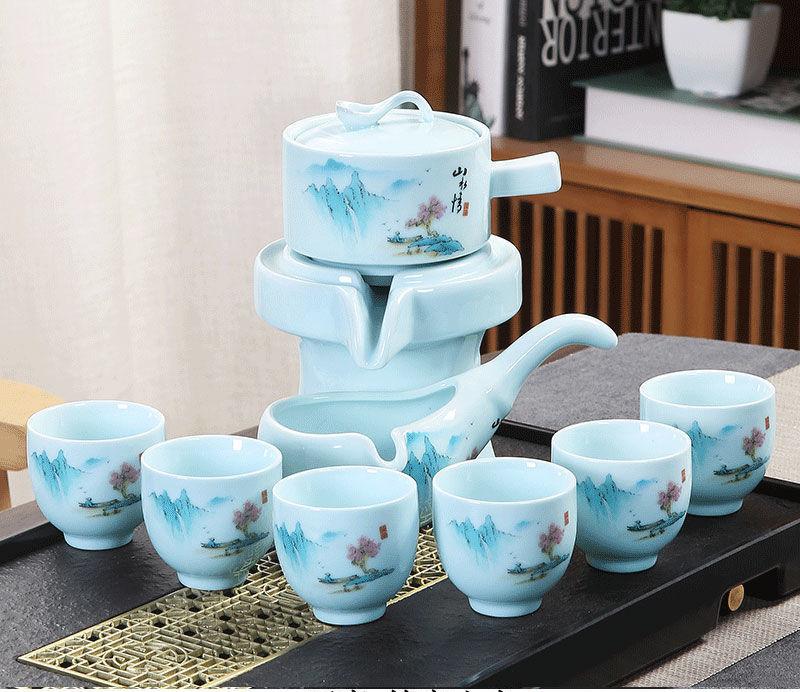 8-teiliges Set Halbautomatische Teesets Chinesisches Keramik-Teeset aus lila Ton Teetasse Das Kung-Fu-Teekannenset
