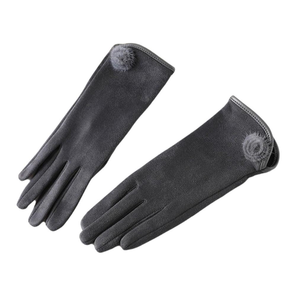 Windproof Suede Gloves Full Finger Cycling Mittens Vintage Winter Women's Gloves  Outdoor