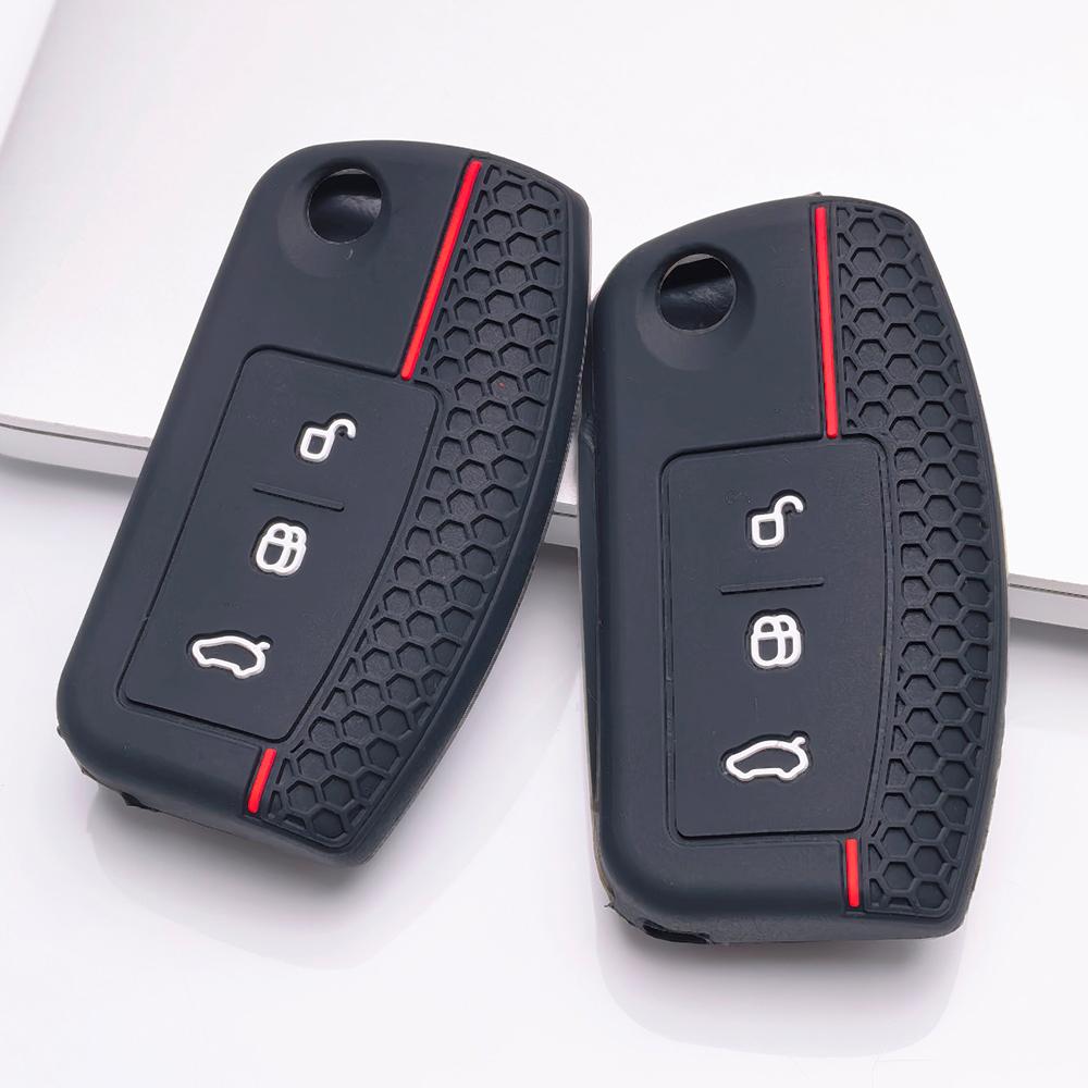 Silicone Key Cover for Ford 3 Button Flip Key, Fits Ford Focus Mondeo Fiesta C-Max Galaxy Kuga, Shockproof Key Fob Holder, Protective Accessory