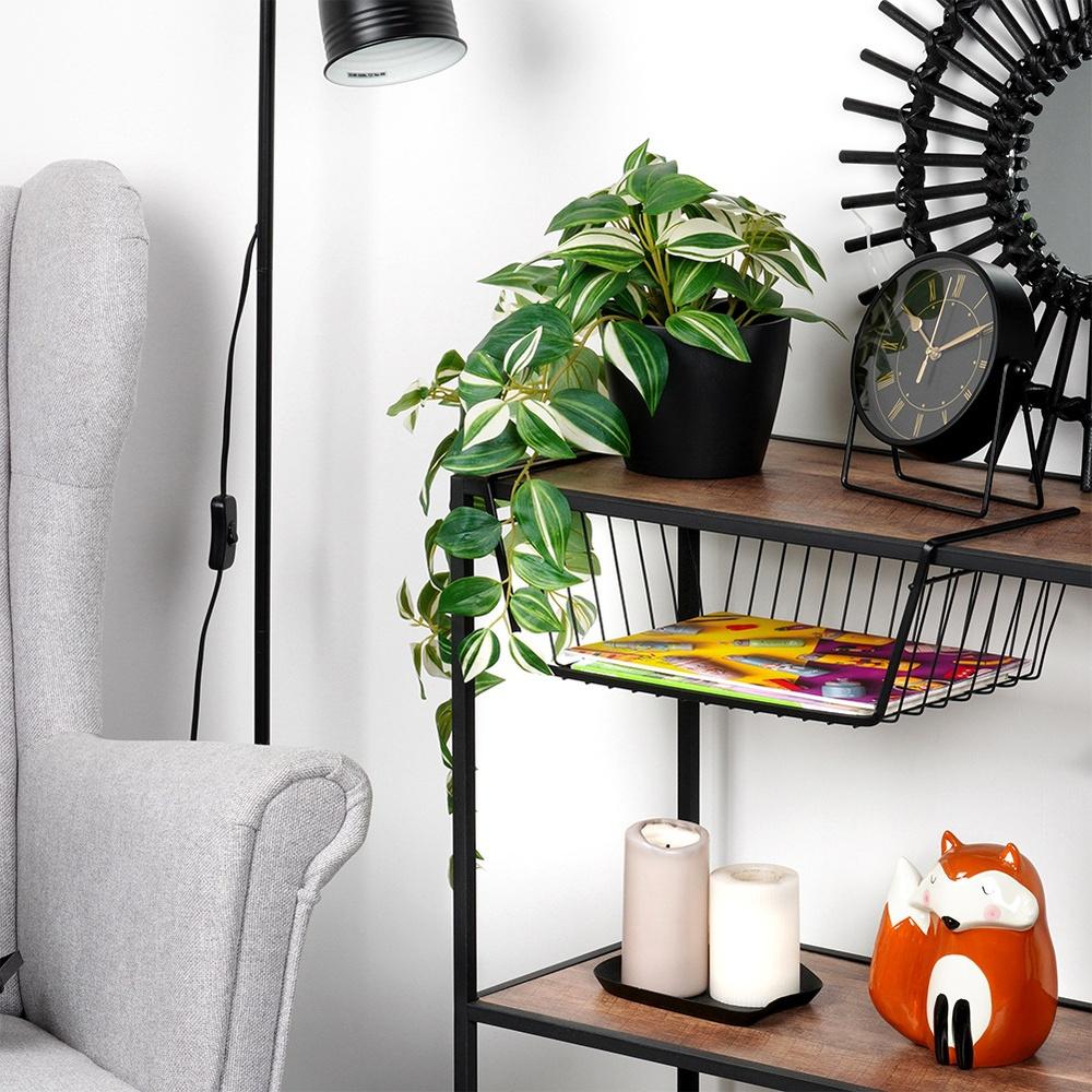 Black metal hanging basket for under-shelf 40.5x26.5x14.5 cm