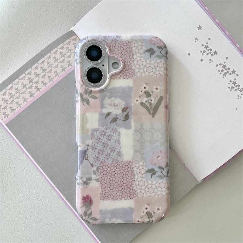

High-End Floral Patchwork Fabric Case for iPhone 17, 16 Pro Max, 15, 14 iPhone 16 Pro Max