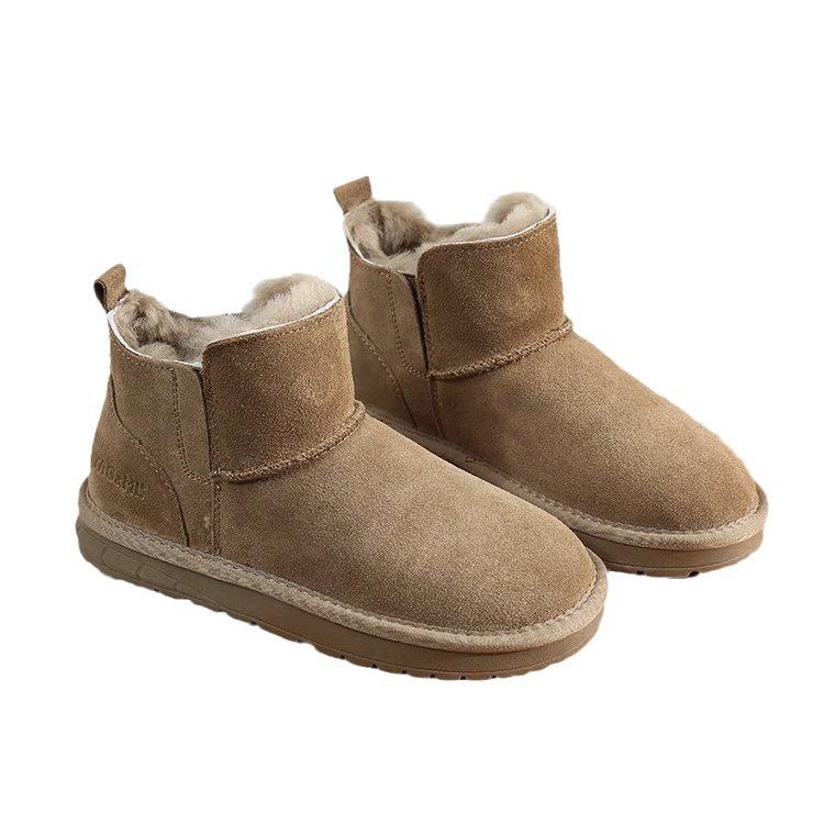 Short snow boots women's winter 2025 new velvet thickened short boots non-slip one-pedal low-top foreign-style warm cotton shoes