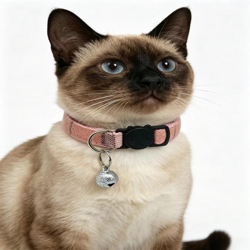 Adjustable Plaid Pet Collar Safety Release Buckle for Kittens