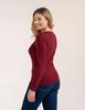 Women' Cotton Slim Fit Long Sleeve Blouse Moraj Wine Red