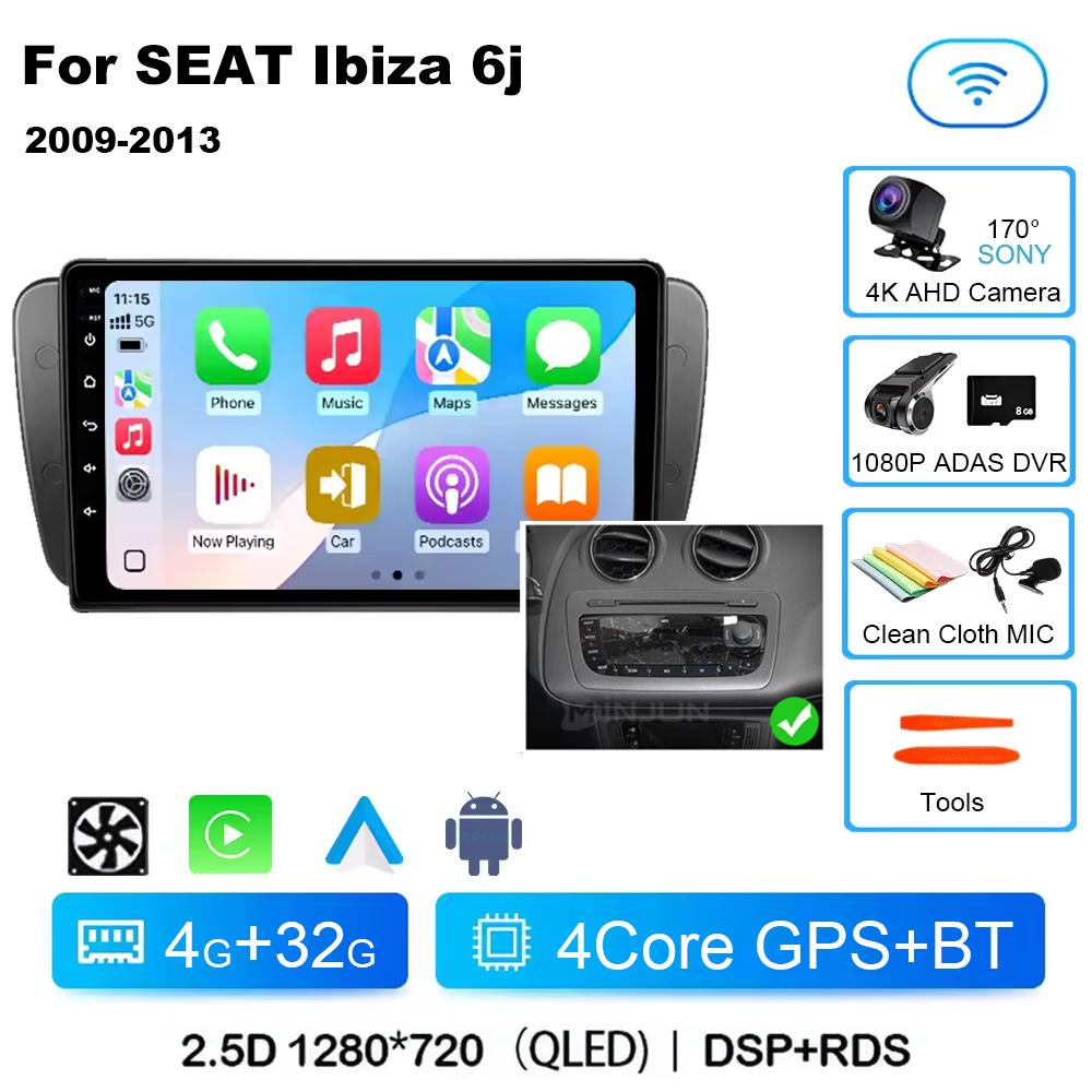 9 Inch Android 14 Qualcom Car Multimedia Player For SEAT Ibiza 6j 2009 2010 2011 2012 2013 Wireless Carplay Android Auto 4G