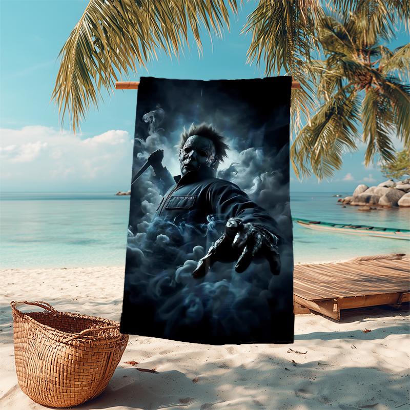 1Pc Halloween Horror Icons Beach Towel Microfiber Beach Towel Thin Absorbent For Beach Swimming Yoga Bath Sports 0917171