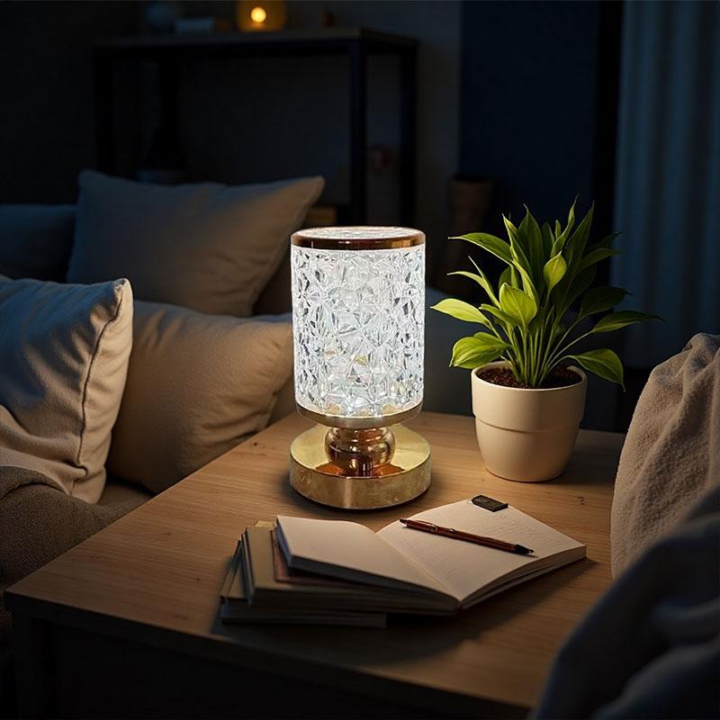 USB Vintage Bedside Lamp Table Lamp Night Light Dimmable Bedroom Crystal Table Lamp Lighting Fixtures for Home Decoration Lamp
