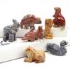 Mini Animals Frog Figurine Ornament Natural Shoushan Stone Carving Healing Crystal Fish Dinosaur Statue Room Desk Crafts Decor