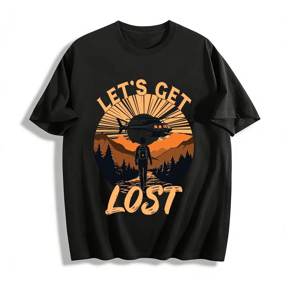 

Let s Get Lost Outdoor Hiking Helicopter Print Casual Tee Pure cotton T-shirt 6XL