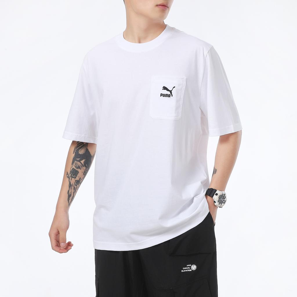 Puma Classics Loose Sport Printed Round Neck Breathable Short Sleeve T-Shirt Men Tops White 532636-02