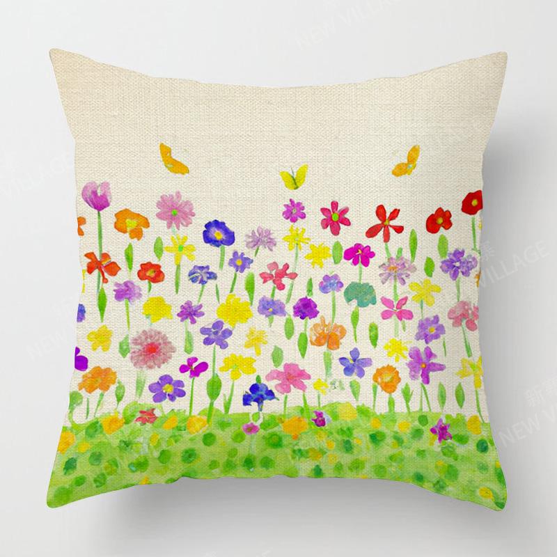 Vibrant Garden Pillowcases  Colorful Floral Designs for Home Decor Perfect Spring Gift with Trees Flowers  Moon Scenes