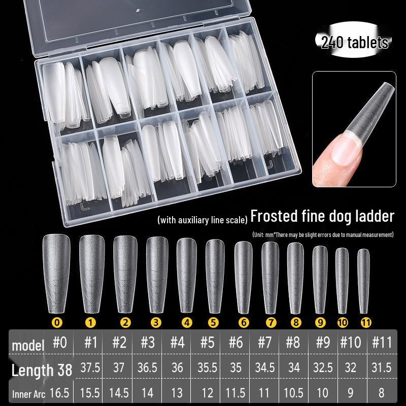 

Nail Salon Precision Frosted Fine Dog Ladder Half-Cover Ultra-Thin Nail Extension Tips