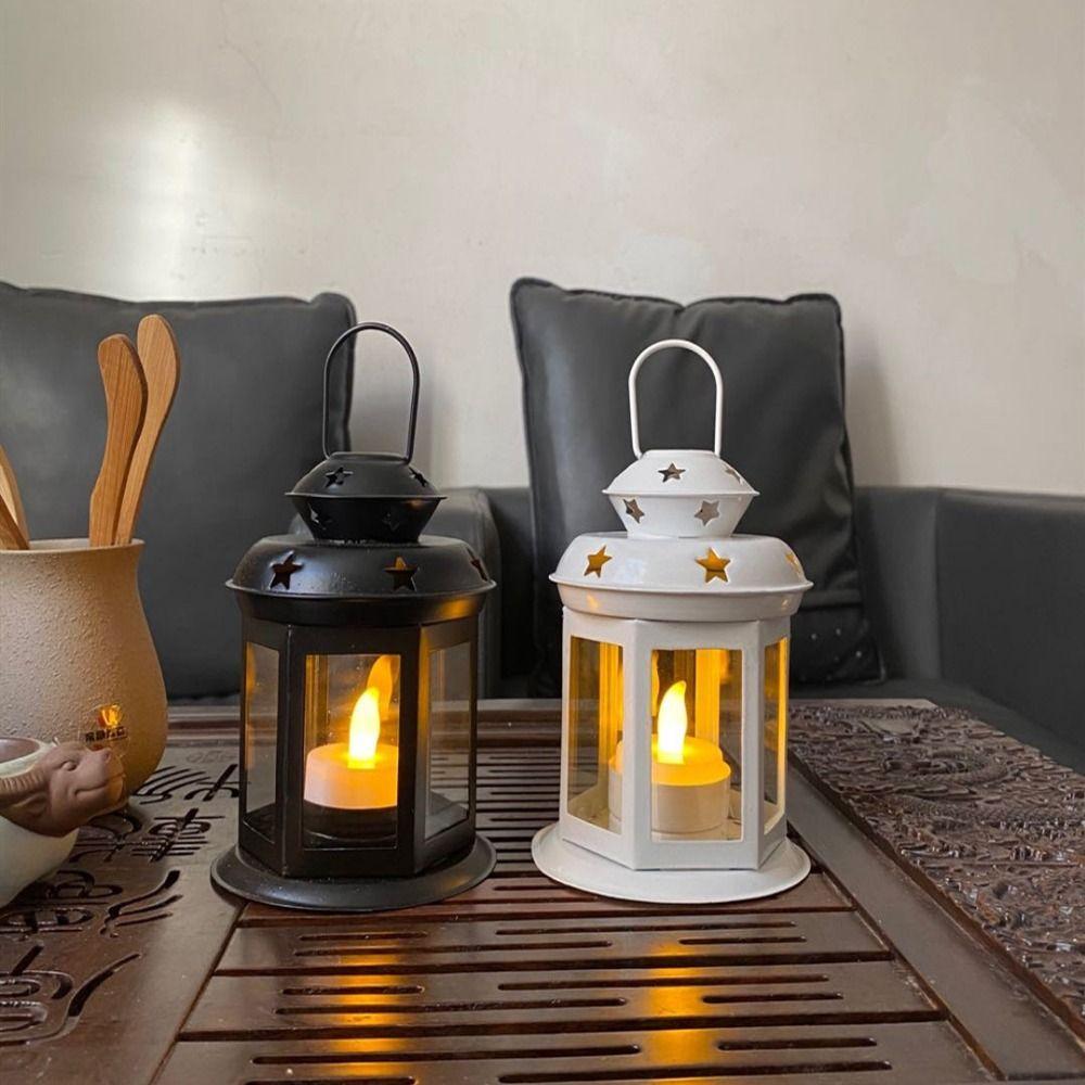 Wrought Iron Iron Wind Lamp Wind-proof Aromatherapy Candlestick Ornament  Desktop