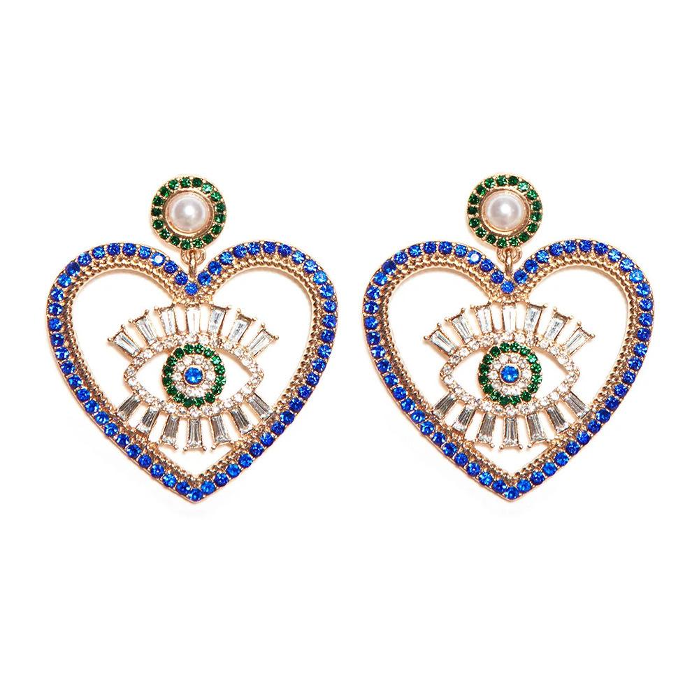 

Популярное преувеличение атмосферного глаза дьявола и серьги со стразами, супер блестящие полые, модные аксессуары для вечеринки, сцены любви золотистый