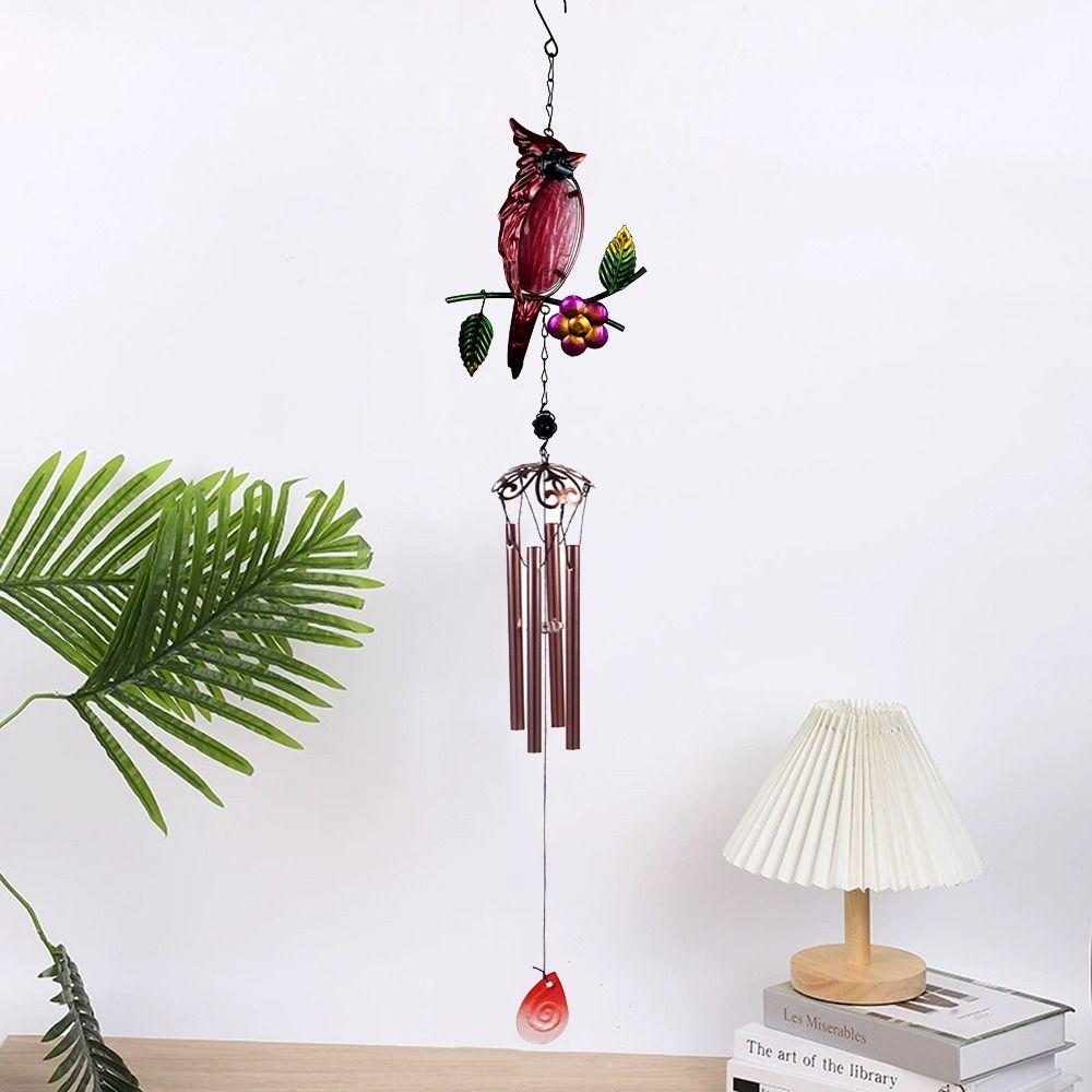 Iron Art Bell Pendant Painted Hanging Decoration Blessing Little Bird Wind Chime  Backyard
