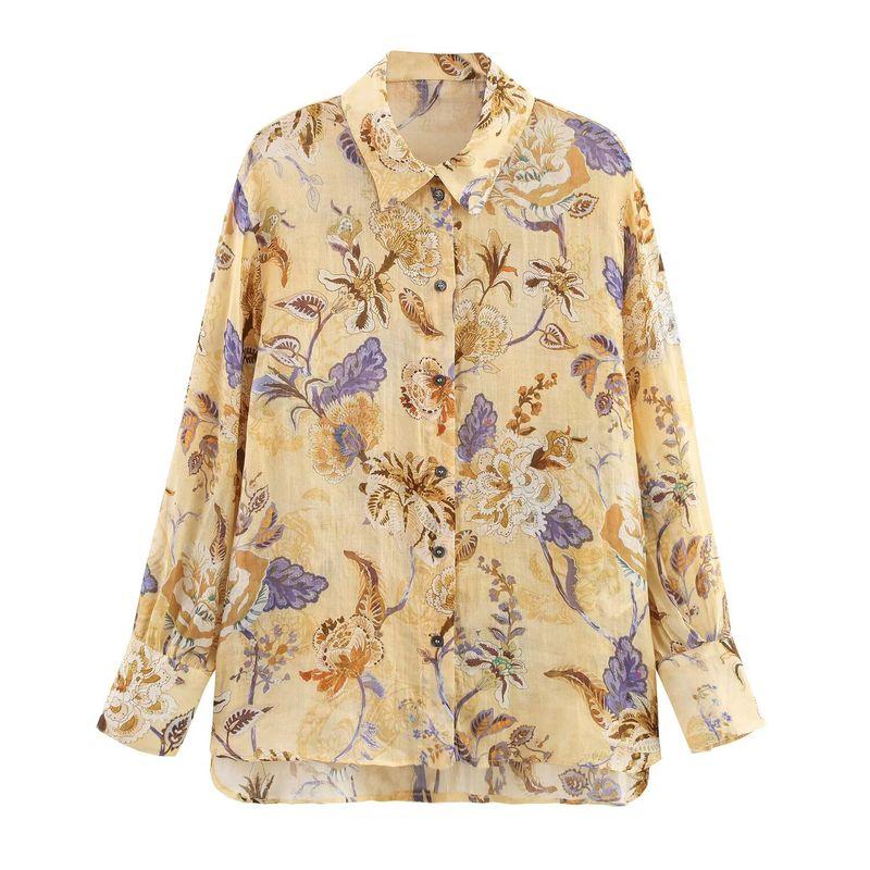Jnleaog Autumn New Women's Clothing Fashion Style French Design Blended Print Shirt 2183077