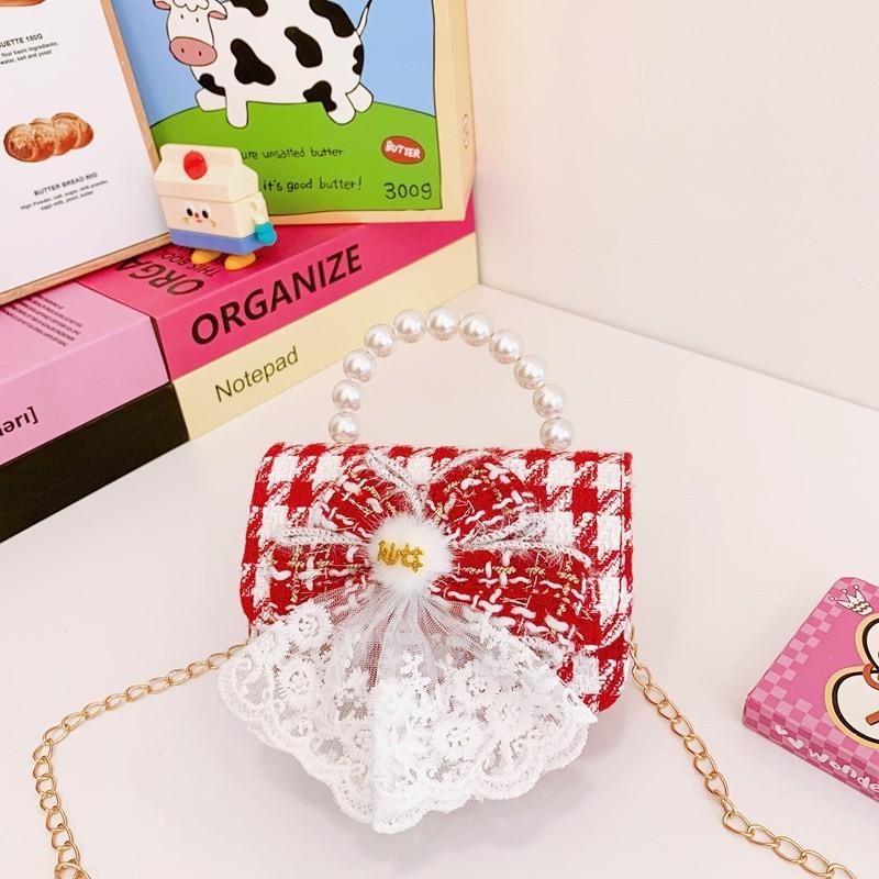 Red Ruffled Fun Bow Purse For Girls With Cozy Polyester Interior And Playful Appeal For Any Occasion