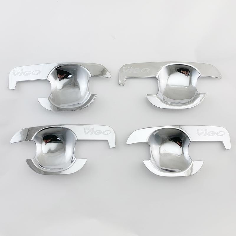 For Toyota Hilux Vigo 2005 2009 2010 2012 2014 Car ABS Chrome Carbon Accessories Plated Door Handle Bowl Cover Trim Paste Style