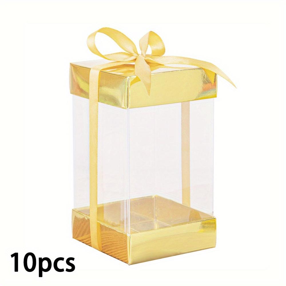 

10 шт. Прозрачные подарочные коробки Прозрачная коробка для угощений с крышкой-основанием Прозрачные пластиковые упаковочные кейсы для подарков для свадьбы, дня рождения, Дня отца, коробки для подарочной упаковки 10pcs golden