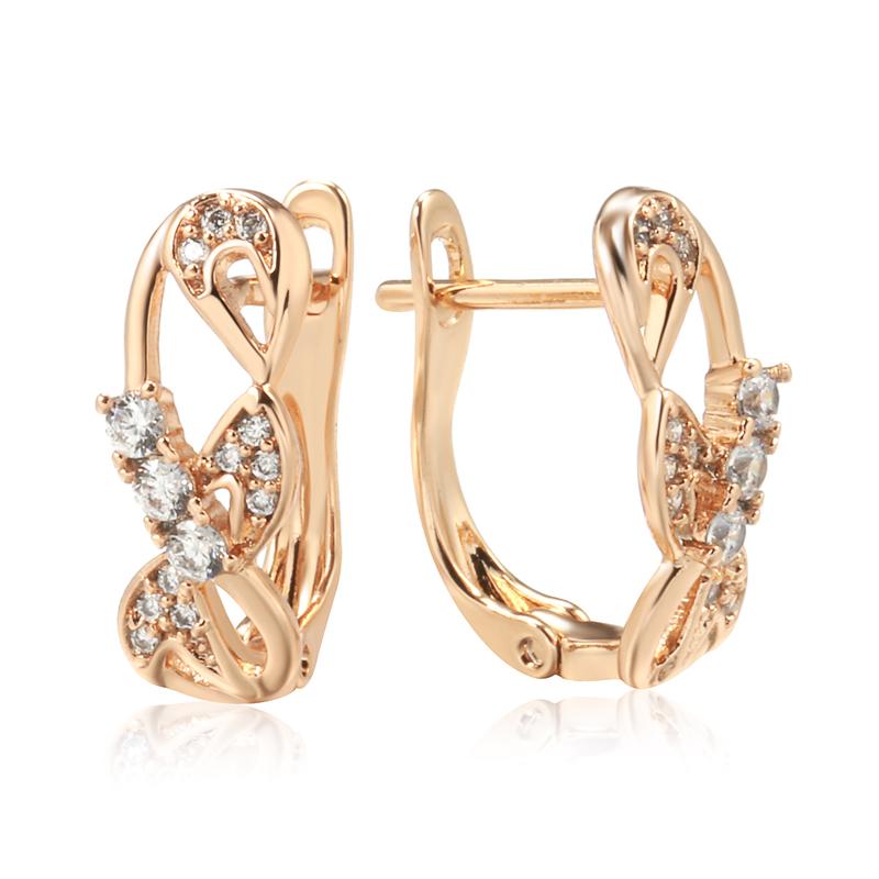 Shining Natural Zircon Dangle Earrings For Women Rose Gold Color High Quality Daily Fine Jewelry Trend