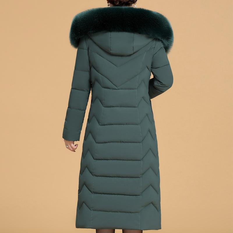 Plus Size XL-6XL Middle Age Woman Long Coat Winter Thick Warm Overcoats Hooded Elegant Faux Fur Collar Loose Lady Jackets