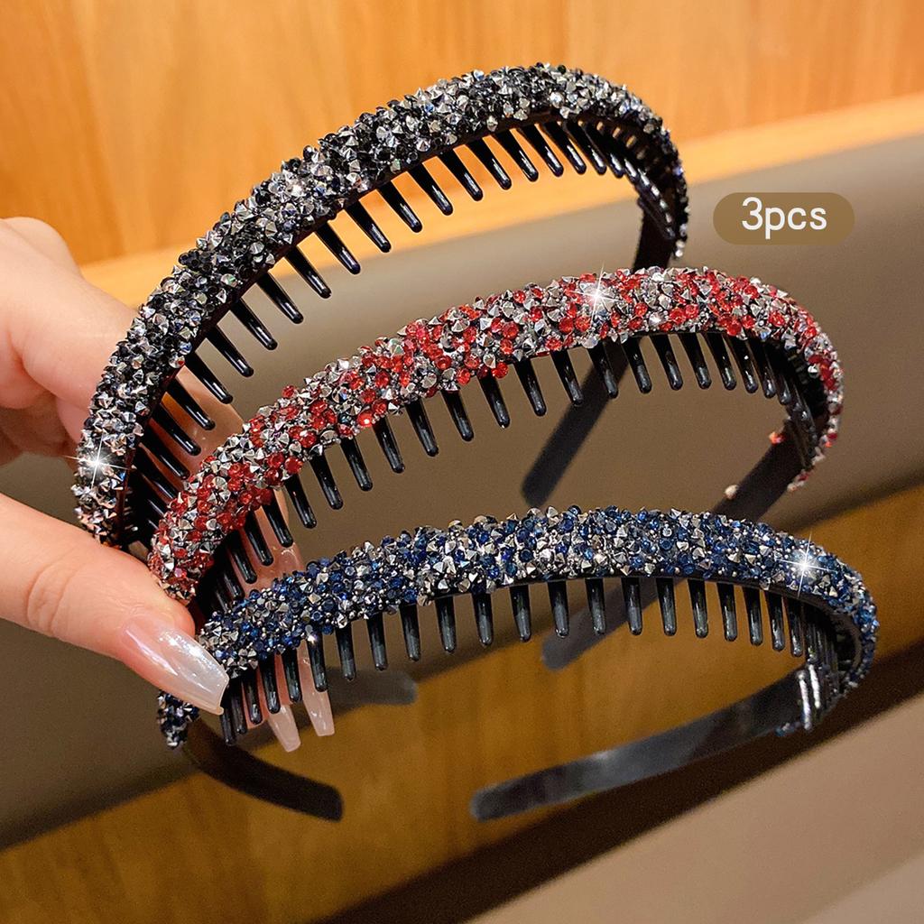 3 fashionable rhinestone headbands with teeth and anti slip hair clips suitable for Korean style hair accessories suitable for d