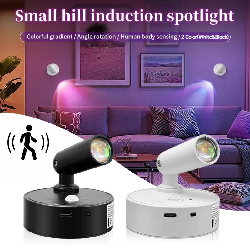 Wiederaufladbare Wandleuchte mit Bewegungssensor LED Touch-Dimmfunktion Fernbedienung 360° Drehung Nachtlichter für Heimdekoration