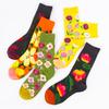 5 Pairs New Arrivals Combed Cotton Women Socks Unisex Cute Floral Styles 8 Color Happy Funny Casual Female Breathable Crew Socks