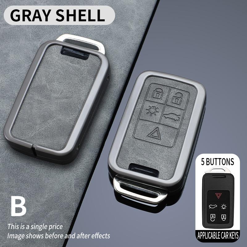 5/6 Buttons Zinc Alloy+ Leather Car Remote Key Case Cover Protection Holder Shell Key Fob for Volvo XC60 V60 S60 S80 XC70 V40
