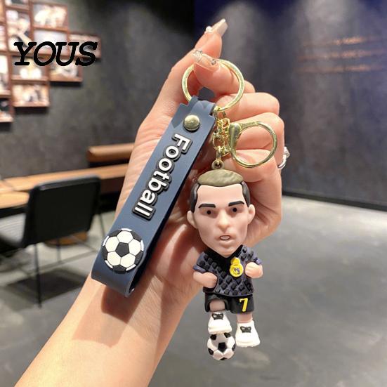 Keychain Charm Pendant, Football Star Figure Key Holder with Exquisite Craftsmanship Lanyard, Bag Pendant for Backpacks Handbags Cars Wallets