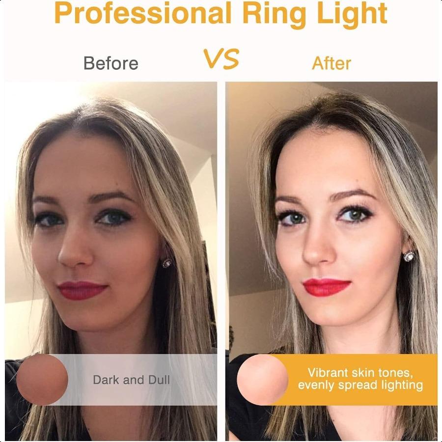 Clip on Ring Light Kimwood Rechargeable 60 LED Selfie Ring Light for Phone Laptop Tablet odels 5 Level Brightn