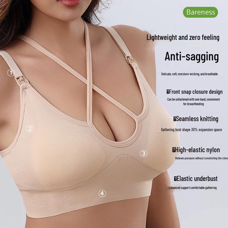 Seamless Cross-Border Vest-Style Nursing Bra with Removable Pads for Yoga & Postpartum