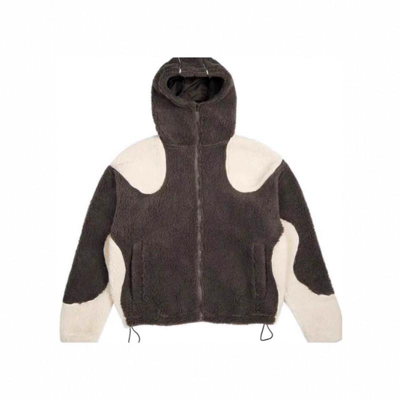 Unisex Streetwear mikina s kapucí na zip s 3D potiskem, patchwork design, volný střih, směs bavlny