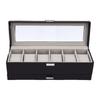 Watch Box 6 Slot Watches Display Case 2 Layer Jewelry Organizer Storage Holder Organizer Black