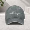 Heartbeat Love Arrow Baseball Cap Washed Cotton Adjustable Sun Hat Casual Couple Sports Cap