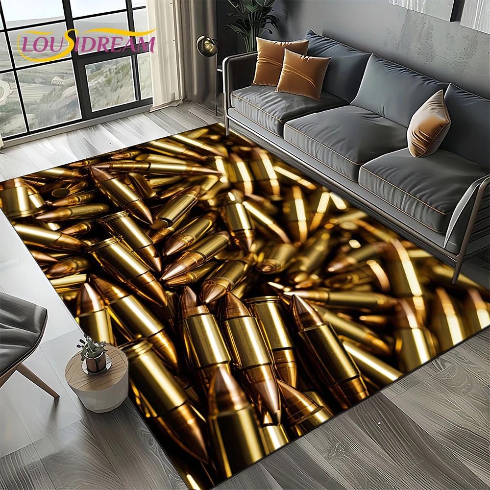 27 Style Retro Guns Pistol Ammunition Bullet Cartridge AK M4 Rug Carpet for Living Room Bedroom Decor,Non-slip for Sofa Doormat
