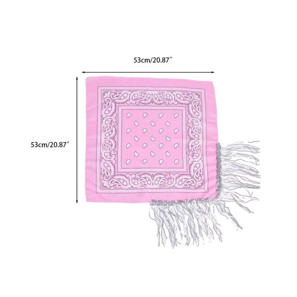 Cowboy Style Cowgirl Bandanas Tassel Trim Neckerchief Western Accessory Women Bandanas